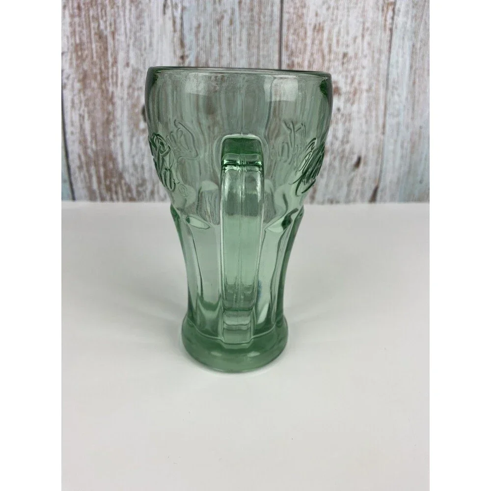 Coca-Cola Coke Glass w/ Handle Green Mug Libby Heavy Glass Vintage